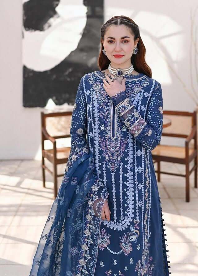3 Piece Unstitched Heavy Embroidered Lawn Suit By Naqoosh