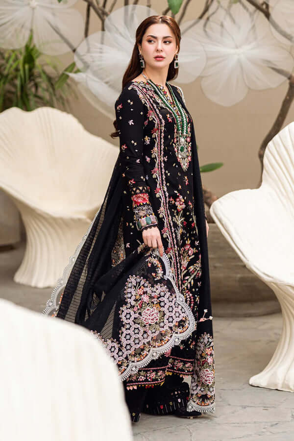 3 Piece Unstitched Heavy Embroidered Lawn Suit By Naqoosh