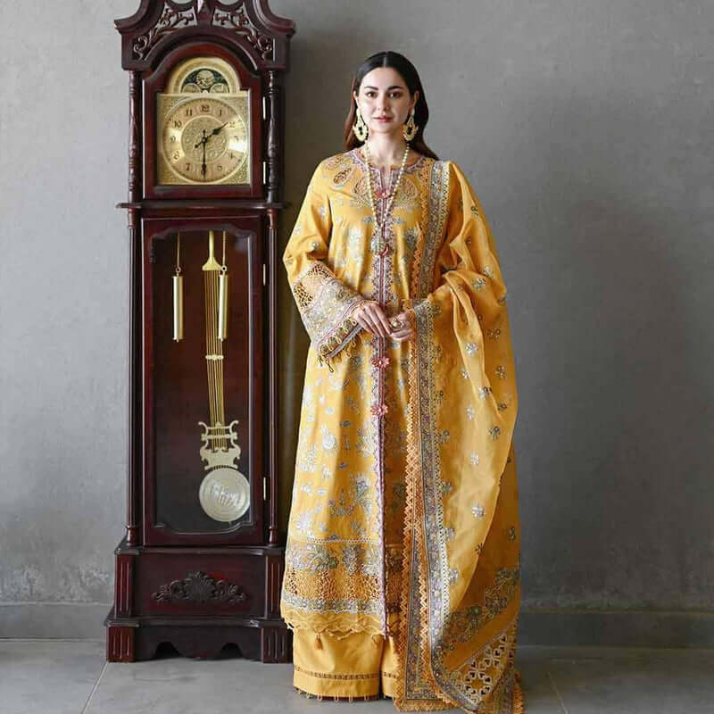 3 Piece Unstitched Heavy Embroidered Lawn Suit By Naqoosh