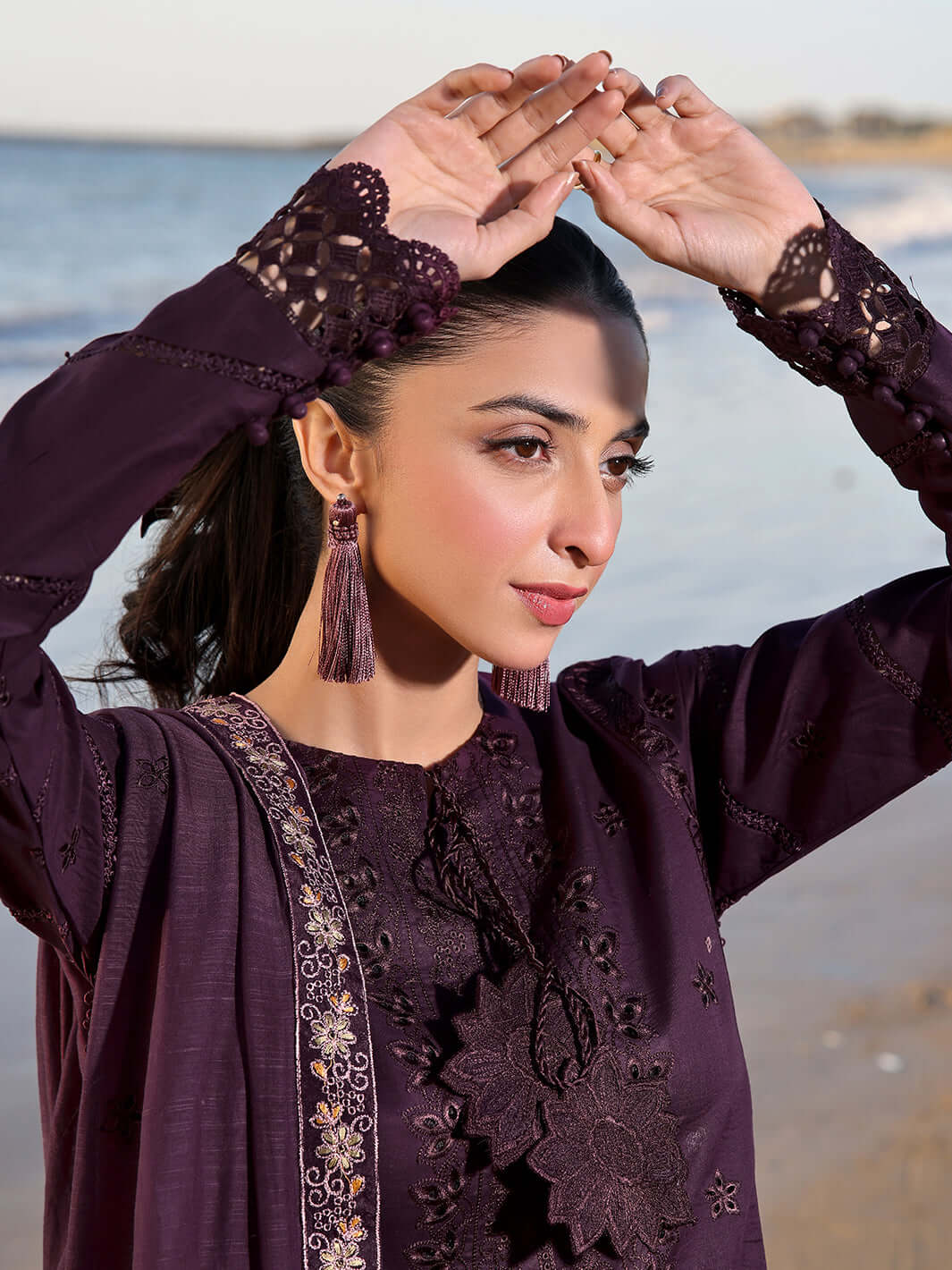 3 Piece Unstitched Heavy Embroidered Chickan Kari Lawn Suit By Naqoosh