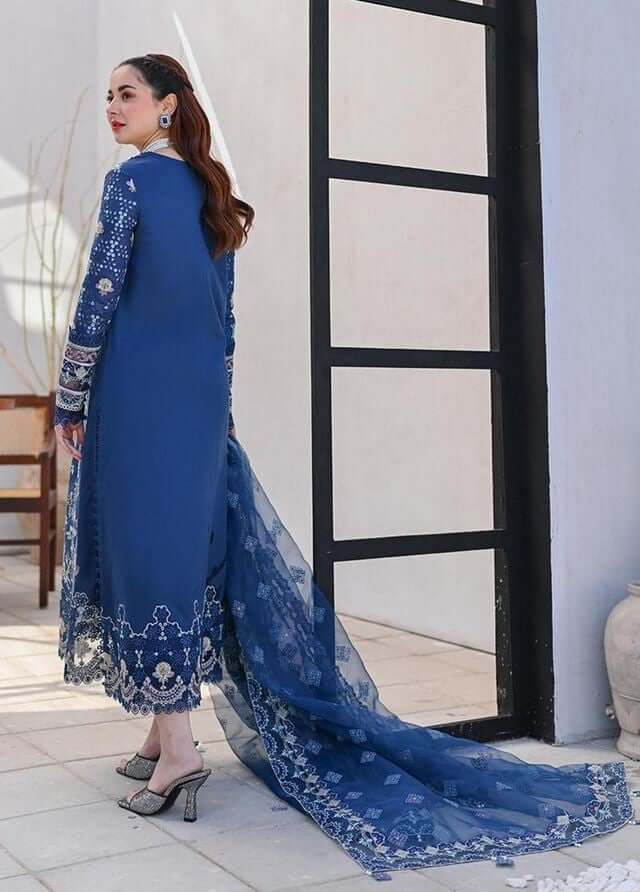 3 Piece Unstitched Heavy Embroidered Lawn Suit By Naqoosh