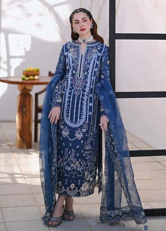 3 Piece Unstitched Heavy Embroidered Lawn Suit By Naqoosh