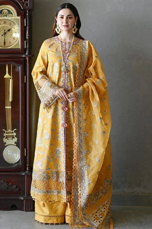 3 Piece Unstitched Heavy Embroidered Lawn Suit By Naqoosh
