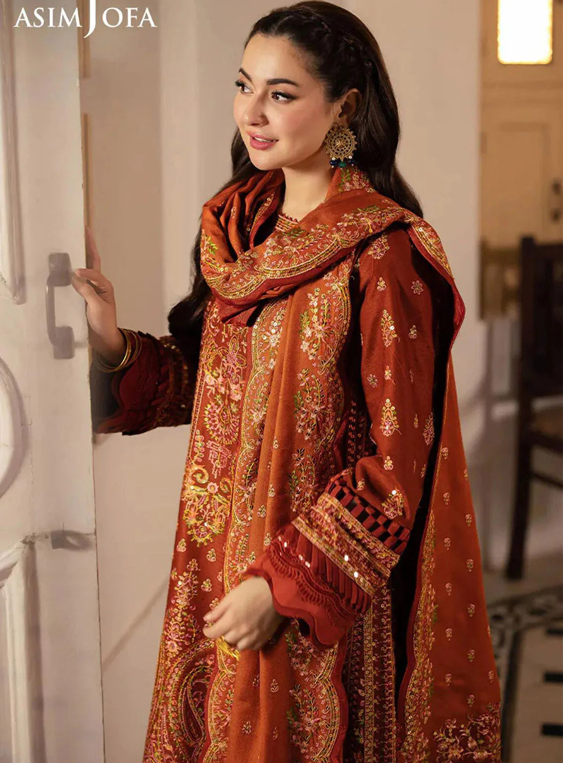 Asim Jofa Embroidered Self Twill 3 Piece Unstitched Suit