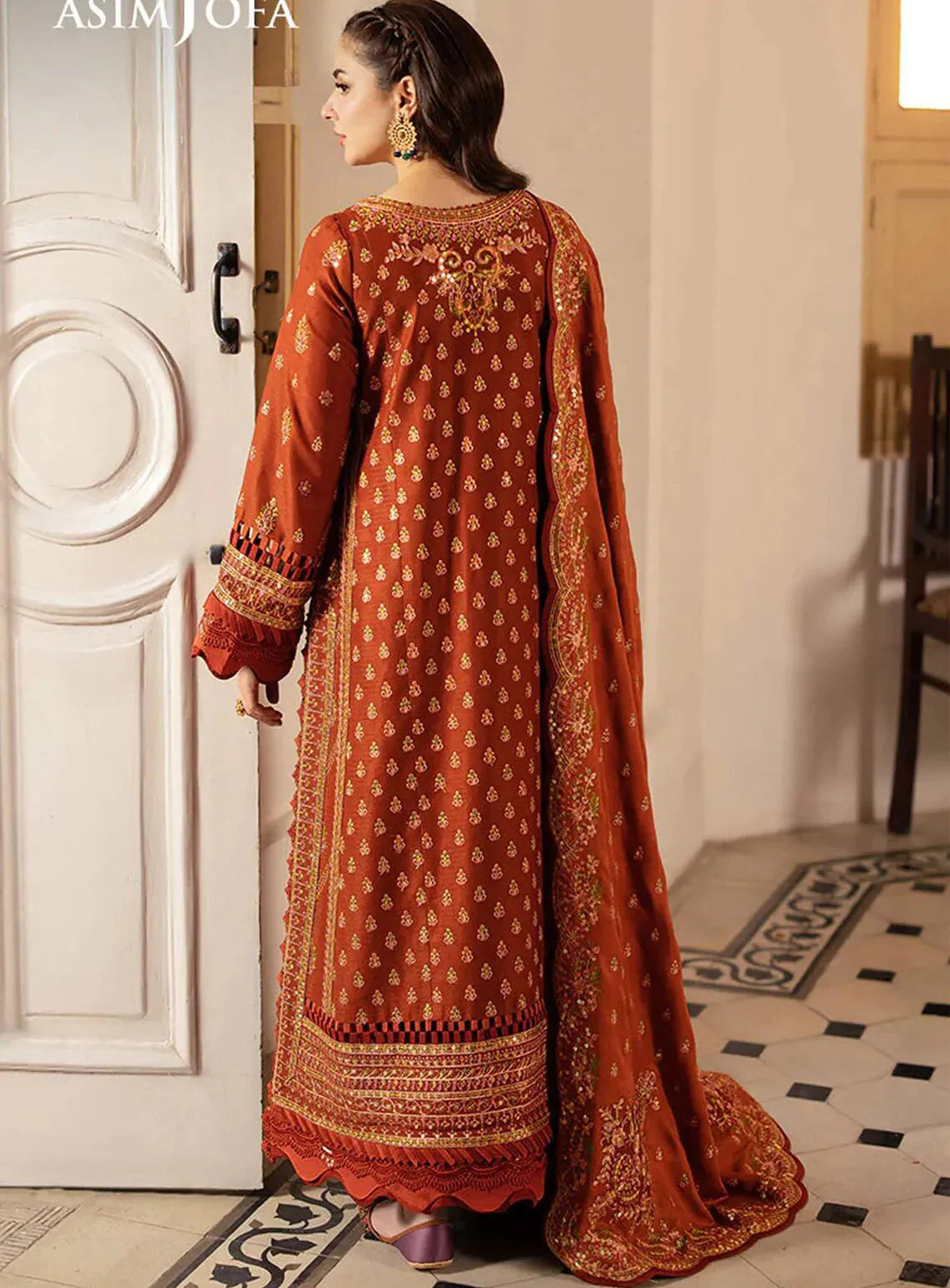 Asim Jofa Embroidered Self Twill 3 Piece Unstitched Suit
