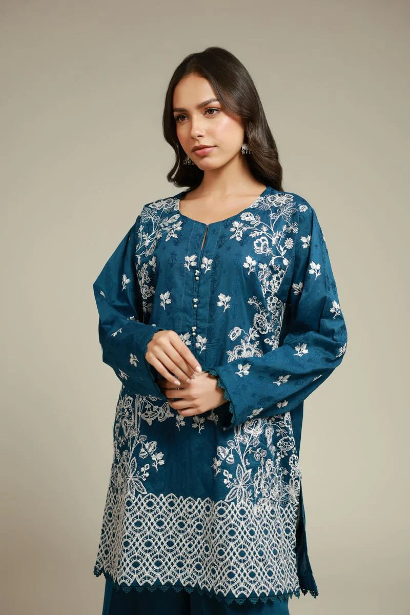 Tailored 2 Piece | Top and Bottom embroidered lawn suit by KHADDI