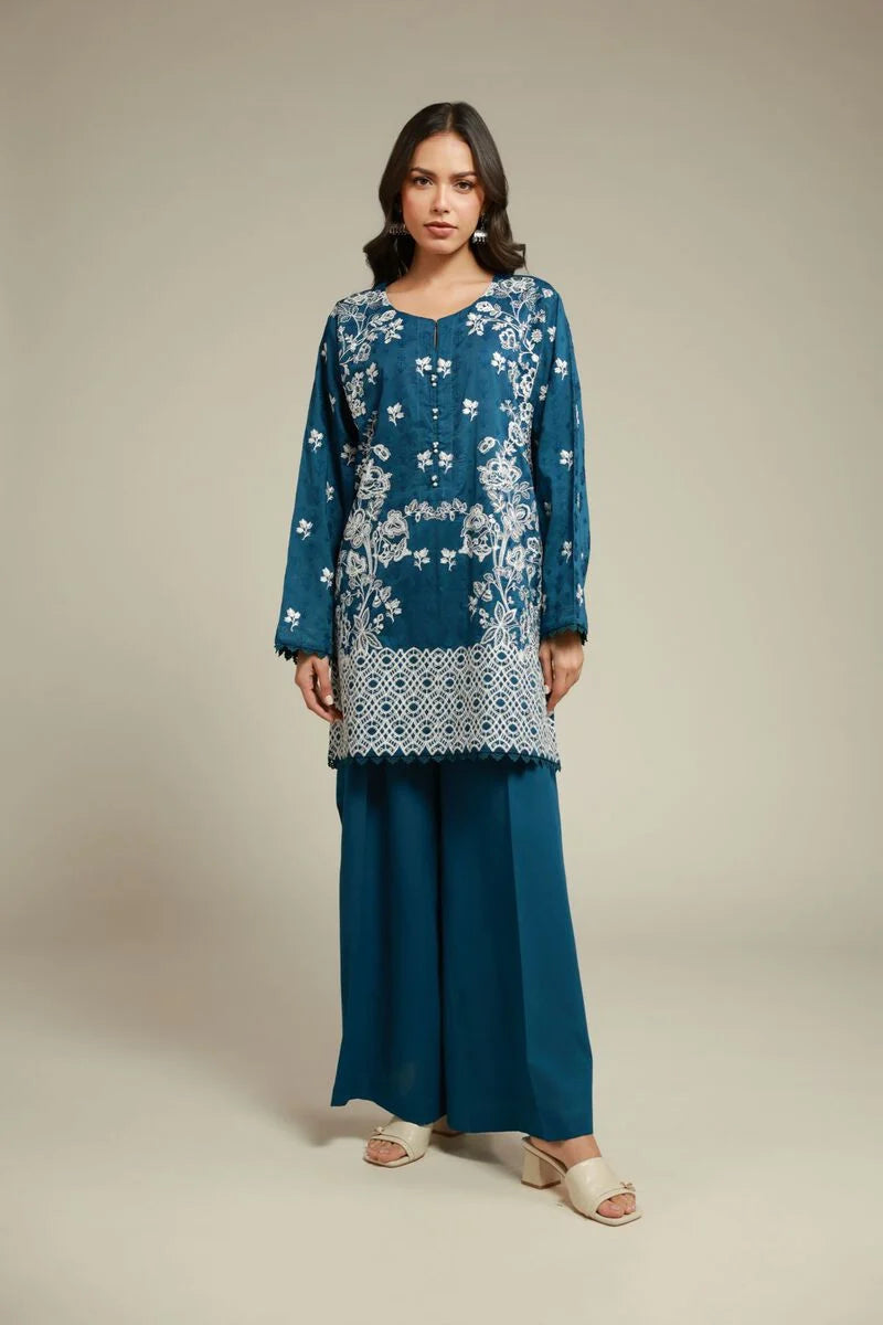 Tailored 2 Piece | Top and Bottom embroidered lawn suit by KHADDI