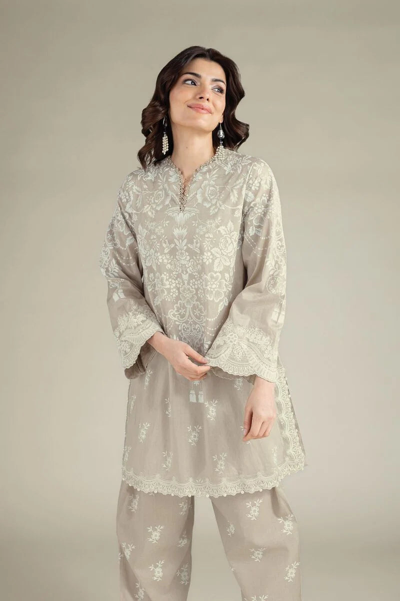 Tailored 2 Piece | Top and Bottom embroidered lawn suit