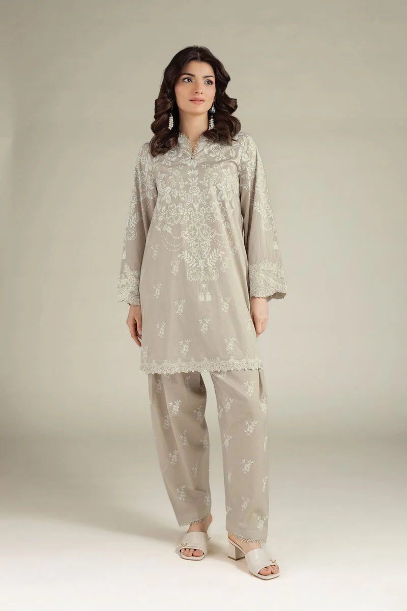 Tailored 2 Piece | Top and Bottom embroidered lawn suit