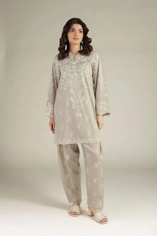 Tailored 2 Piece | Top and Bottom embroidered lawn suit